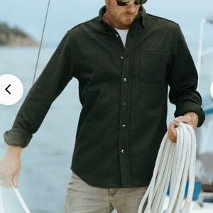 Anian The Modern Melton Wool - Sequoia - Men’s XL - Chamois button down - green